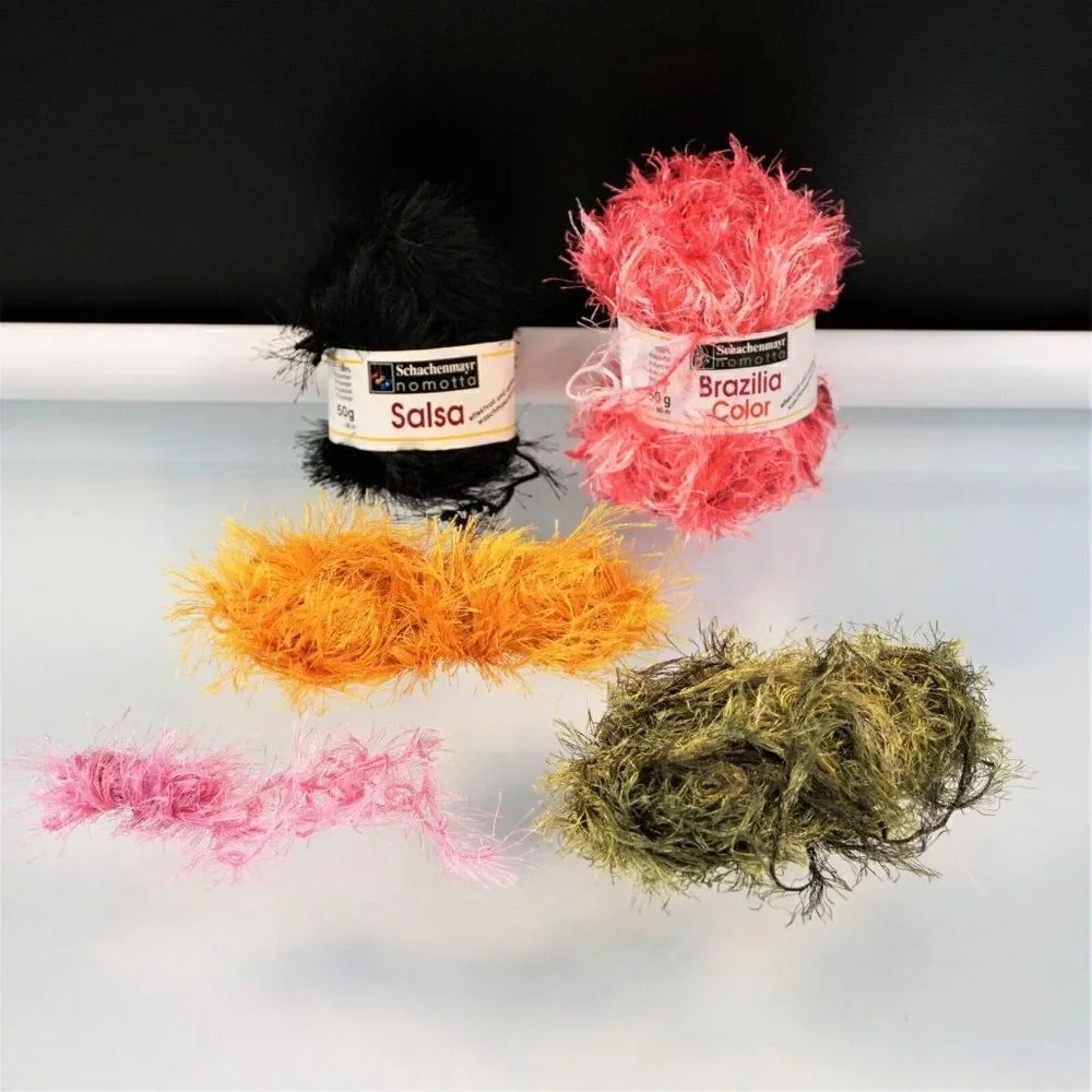 Assorted Eyelash Yarn Remnants Destash Mixed Lot Knitting Crochet